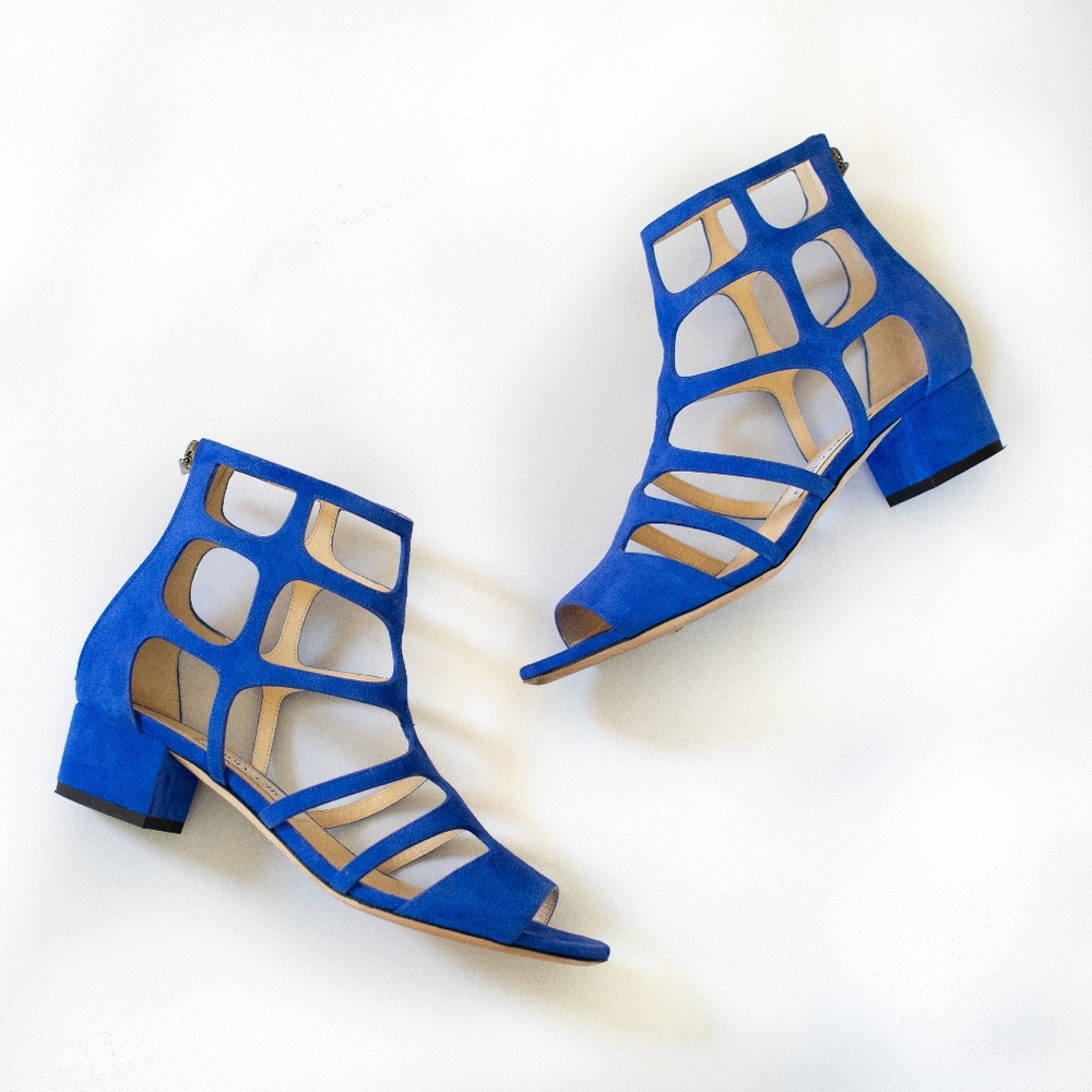 Jimmy Choo REN 35  Steel Blue Suede Sandals
